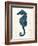 Blue Seahorses on Cream b-Fab Funky-Framed Art Print