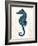 Blue Seahorses on Cream b-Fab Funky-Framed Art Print