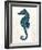 Blue Seahorses on Cream b-Fab Funky-Framed Art Print