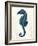 Blue Seahorses on Cream b-Fab Funky-Framed Art Print