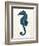 Blue Seahorses on Cream b-Fab Funky-Framed Art Print