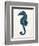 Blue Seahorses on Cream b-Fab Funky-Framed Art Print