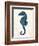 Blue Seahorses on Cream b-Fab Funky-Framed Art Print