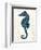 Blue Seahorses on Cream b-Fab Funky-Framed Art Print