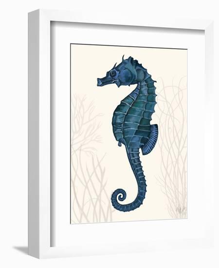 Blue Seahorses on Cream b-Fab Funky-Framed Art Print