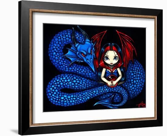 Blue Serpent - a Gothic Fairy and her Dragon-Jasmine Becket-Griffith-Framed Art Print