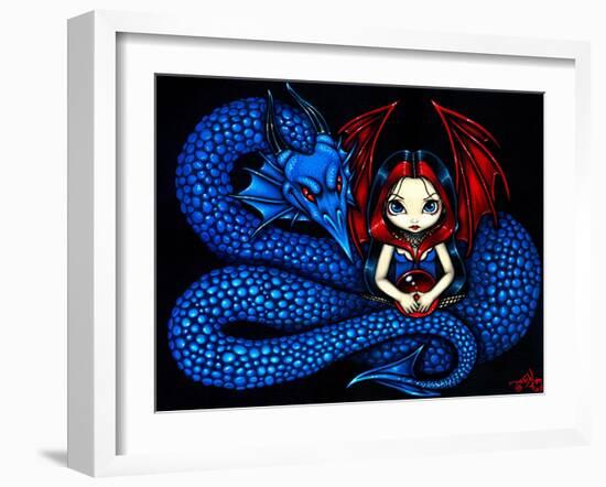 Blue Serpent - a Gothic Fairy and her Dragon-Jasmine Becket-Griffith-Framed Art Print