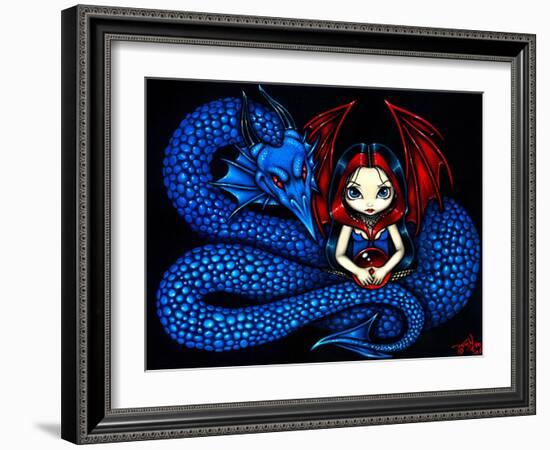 Blue Serpent - a Gothic Fairy and her Dragon-Jasmine Becket-Griffith-Framed Art Print