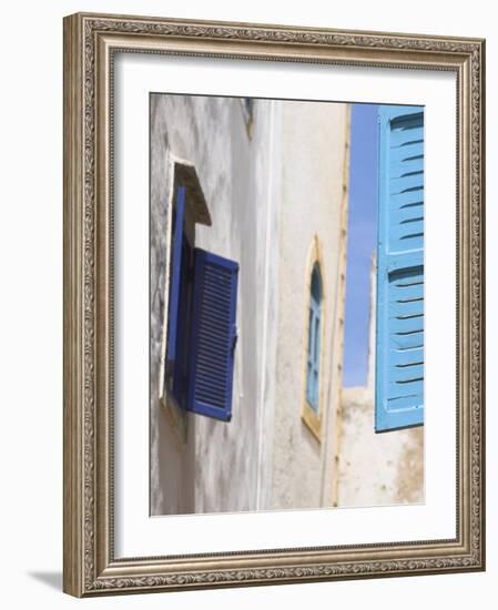 Blue Shuttered Windows on Houses in Medina, Essaouira, Morocco, North Africa, Africa-Jane Sweeney-Framed Photographic Print