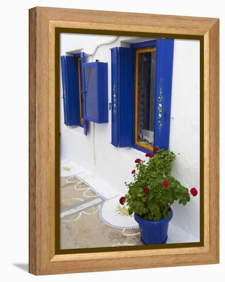 Blue Shutters, Plaka, Old Village, Milos, Cyclades Islands, Greek Islands, Greece, Europe-Tuul-Framed Premier Image Canvas