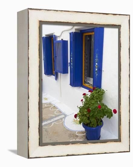 Blue Shutters, Plaka, Old Village, Milos, Cyclades Islands, Greek Islands, Greece, Europe-Tuul-Framed Premier Image Canvas