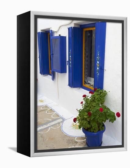 Blue Shutters, Plaka, Old Village, Milos, Cyclades Islands, Greek Islands, Greece, Europe-Tuul-Framed Premier Image Canvas