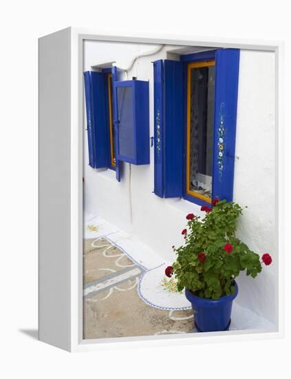 Blue Shutters, Plaka, Old Village, Milos, Cyclades Islands, Greek Islands, Greece, Europe-Tuul-Framed Premier Image Canvas