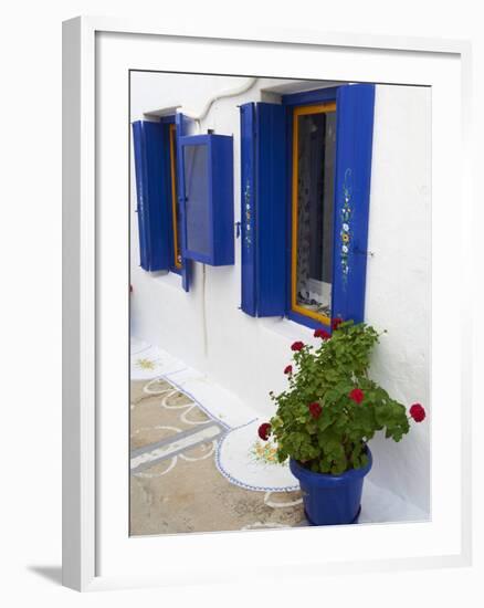 Blue Shutters, Plaka, Old Village, Milos, Cyclades Islands, Greek Islands, Greece, Europe-Tuul-Framed Photographic Print