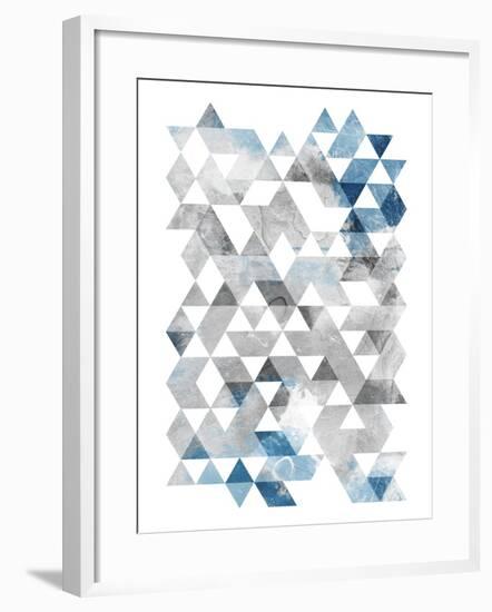 Blue Silver Triangles-OnRei-Framed Art Print