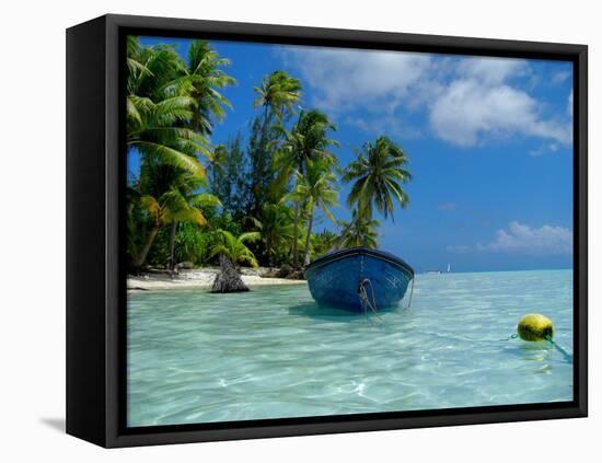 Blue Skiff Bora Bora Lagoon-Lawrence Da Luz Photography-Framed Premier Image Canvas