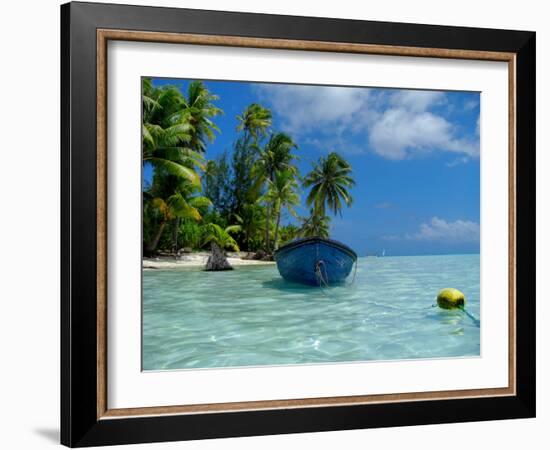 Blue Skiff Bora Bora Lagoon-Lawrence Da Luz Photography-Framed Photographic Print