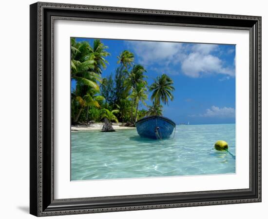 Blue Skiff Bora Bora Lagoon-Lawrence Da Luz Photography-Framed Photographic Print
