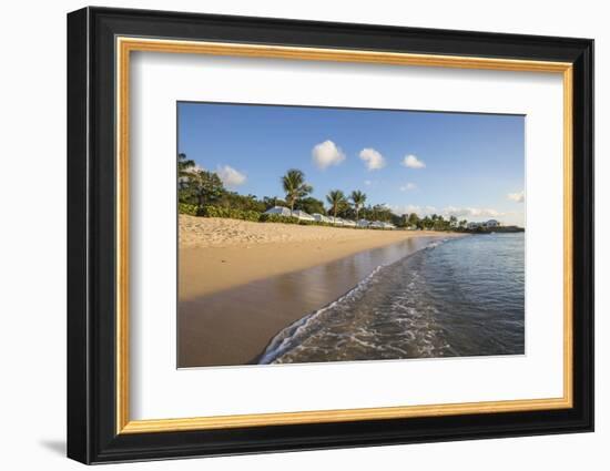 Blue Sky and Palm Trees Frame the Beach and the Caribbean Sea, Hawksbill Bay, Antigua-Roberto Moiola-Framed Photographic Print