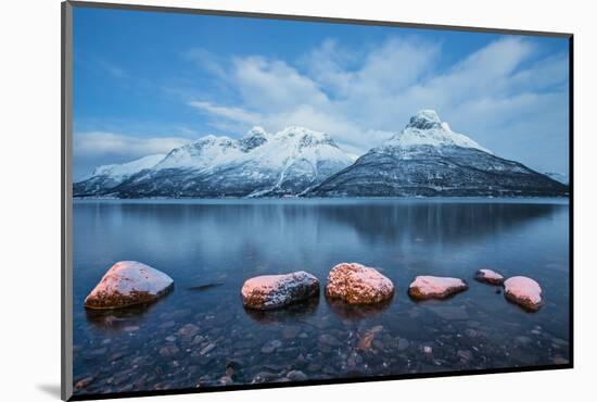 Blue Sky at Dusk and Snowy Peaks are Reflected in the Frozen Sea, Troms-Roberto Moiola-Mounted Photographic Print
