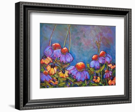 Blue Sky Coneflowers-Blenda Tyvoll-Framed Art Print