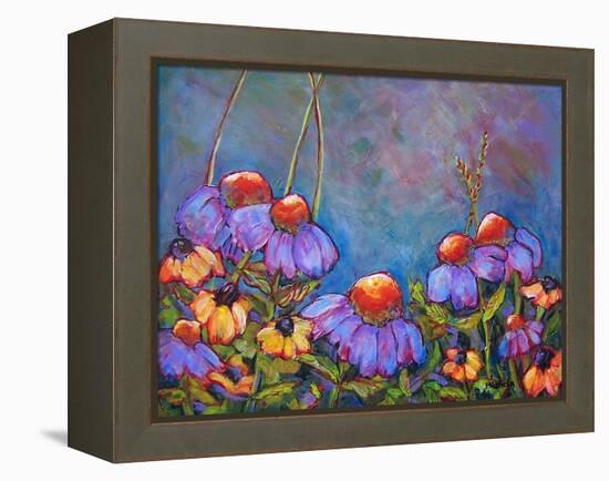 Blue Sky Coneflowers-Blenda Tyvoll-Framed Stretched Canvas