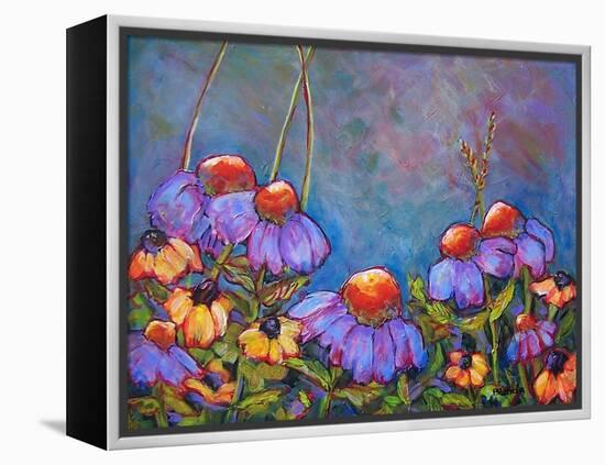 Blue Sky Coneflowers-Blenda Tyvoll-Framed Stretched Canvas