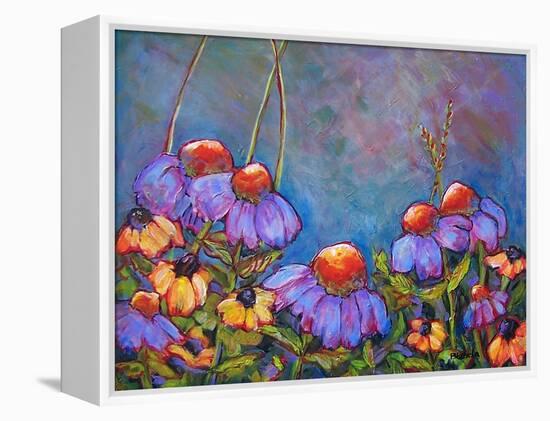 Blue Sky Coneflowers-Blenda Tyvoll-Framed Stretched Canvas