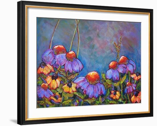 Blue Sky Coneflowers-Blenda Tyvoll-Framed Art Print