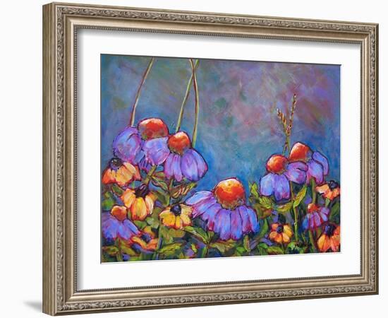 Blue Sky Coneflowers-Blenda Tyvoll-Framed Art Print