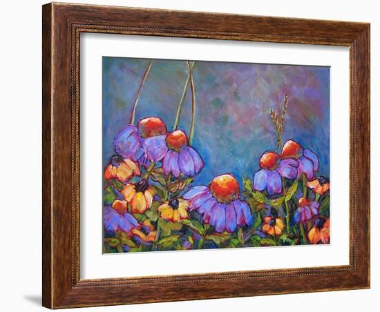 Blue Sky Coneflowers-Blenda Tyvoll-Framed Art Print