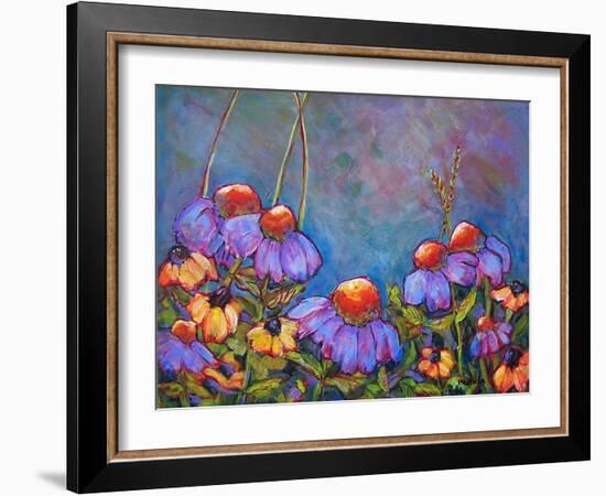 Blue Sky Coneflowers-Blenda Tyvoll-Framed Art Print