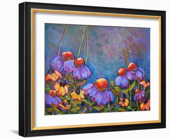 Blue Sky Coneflowers-Blenda Tyvoll-Framed Art Print