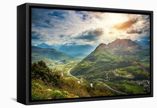 Blue Sky over Pyrenees Mountains-NejroN Photo-Framed Premier Image Canvas