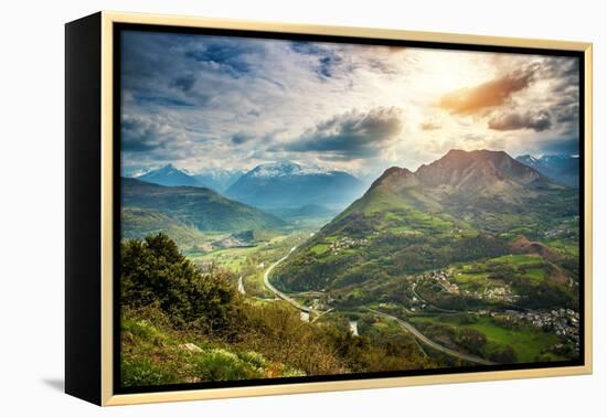 Blue Sky over Pyrenees Mountains-NejroN Photo-Framed Premier Image Canvas