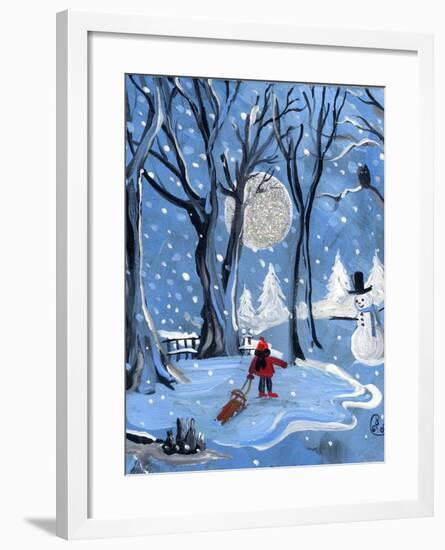 Blue Sledding Christmas-sylvia pimental-Framed Art Print