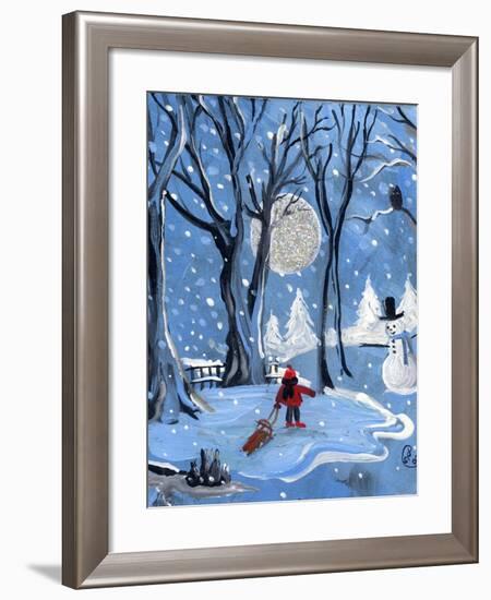 Blue Sledding Christmas-sylvia pimental-Framed Art Print