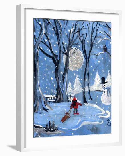 Blue Sledding Christmas-sylvia pimental-Framed Art Print