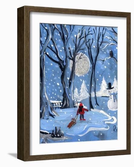 Blue Sledding Christmas-sylvia pimental-Framed Art Print