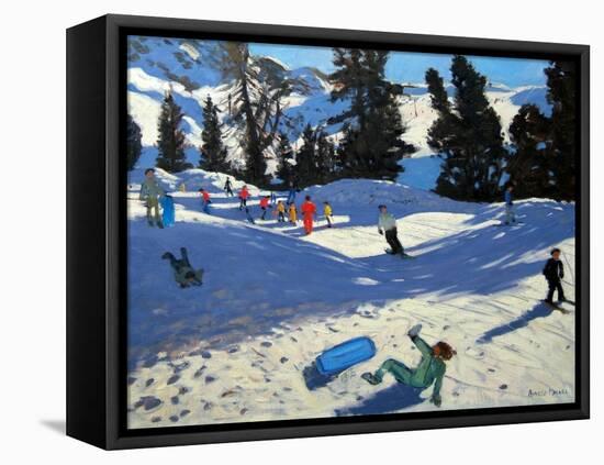 Blue Sledge, Belle Plagne-Andrew Macara-Framed Premier Image Canvas