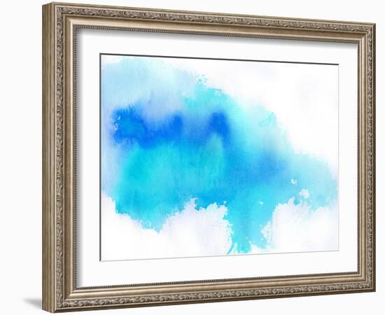 Blue Spot, Watercolor Abstract Hand Painted Background-katritch-Framed Art Print