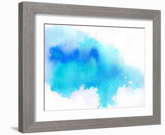 Blue Spot, Watercolor Abstract Hand Painted Background-katritch-Framed Art Print