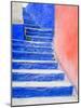 Blue Stairs Leading to Restaurant, Guanajuato, Mexico-Julie Eggers-Mounted Photographic Print