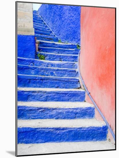 Blue Stairs Leading to Restaurant, Guanajuato, Mexico-Julie Eggers-Mounted Photographic Print