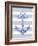 Blue Starfish Anchor on Grey and White-Fab Funky-Framed Art Print