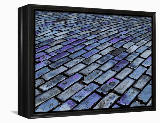 Blue Streets of Old San Juan, San Juan, Puerto Rico, USA, Caribbean-Miva Stock-Framed Premier Image Canvas