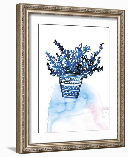 Blue Succulent Pot-Paula Mills-Framed Giclee Print