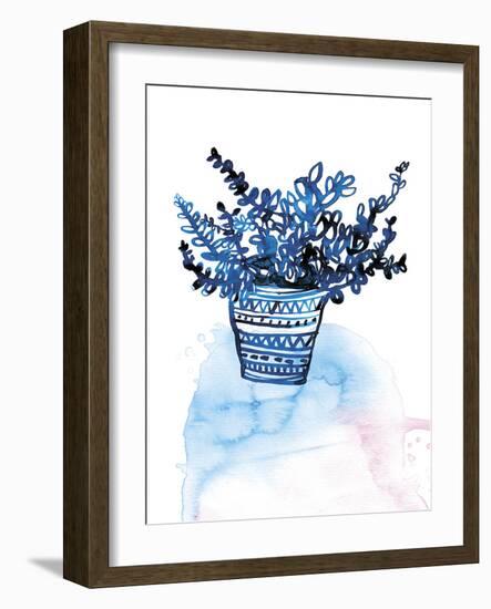 Blue Succulent Pot-Paula Mills-Framed Giclee Print