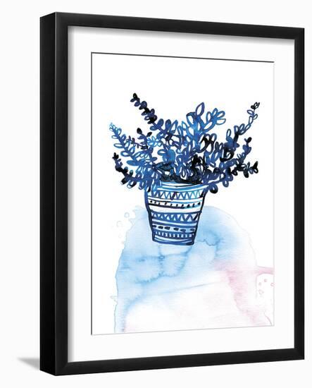 Blue Succulent Pot-Paula Mills-Framed Giclee Print