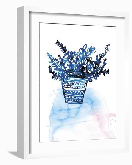 Blue Succulent Pot-Paula Mills-Framed Giclee Print